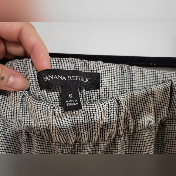 Banana Republic Small Black White Tattersall Plaid Pants - Picture 4 of 9